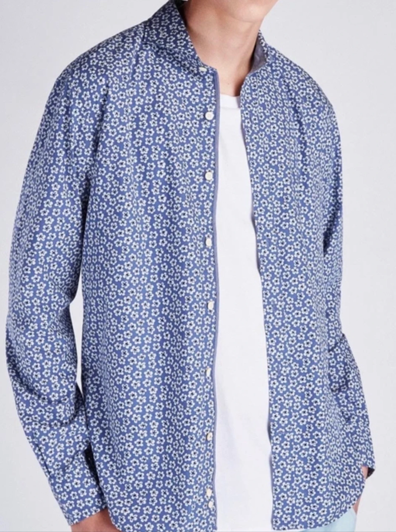 Chemise Bleue Sacoor à Motif Floral Excellent État – photo 2